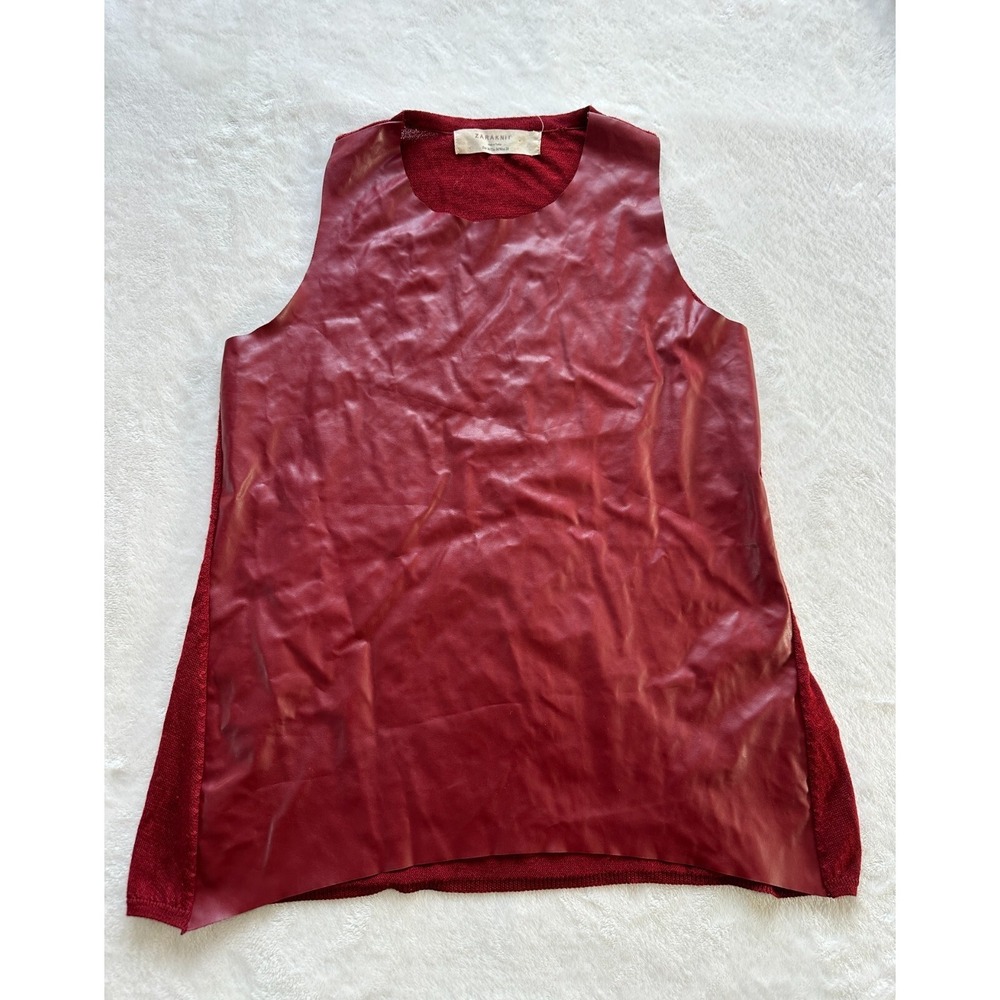 Zara knit sleeveless top faux leather Women's size M